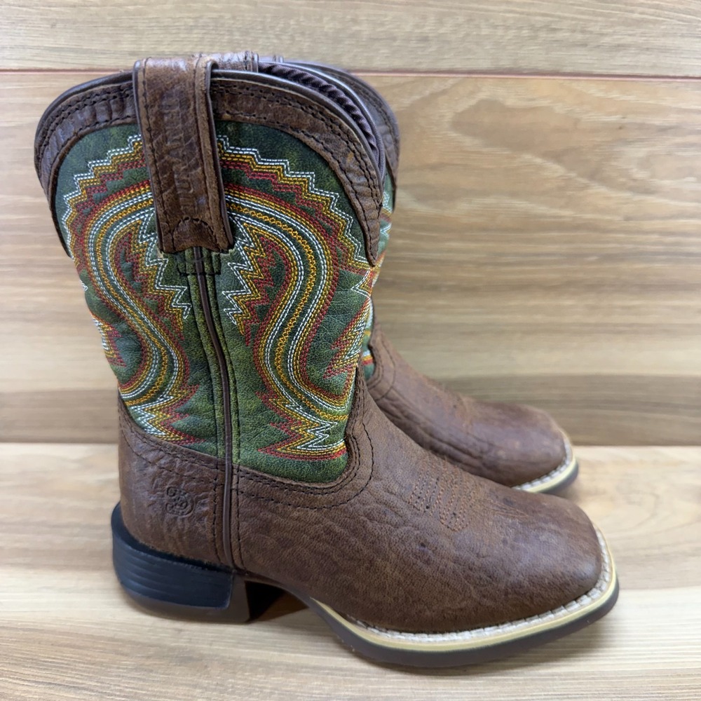 DURANGO Kids Western Boots Toddler 11 Brown Leather Square Toe Rodeo Ranch Farm